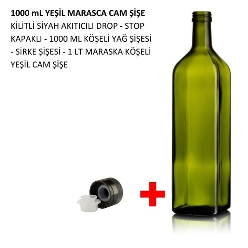 1000 ml Yeşil Maraska Cam Şişe x 1 ADET