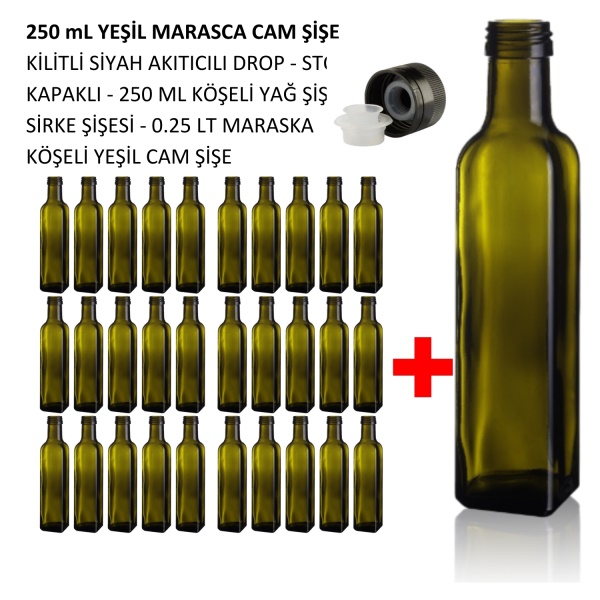 250 ml Yeşil Maraska Cam Şişe x  30 ADET