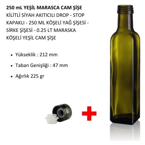 250 ml Yeşil Maraska Cam Şişe X 1 ADET